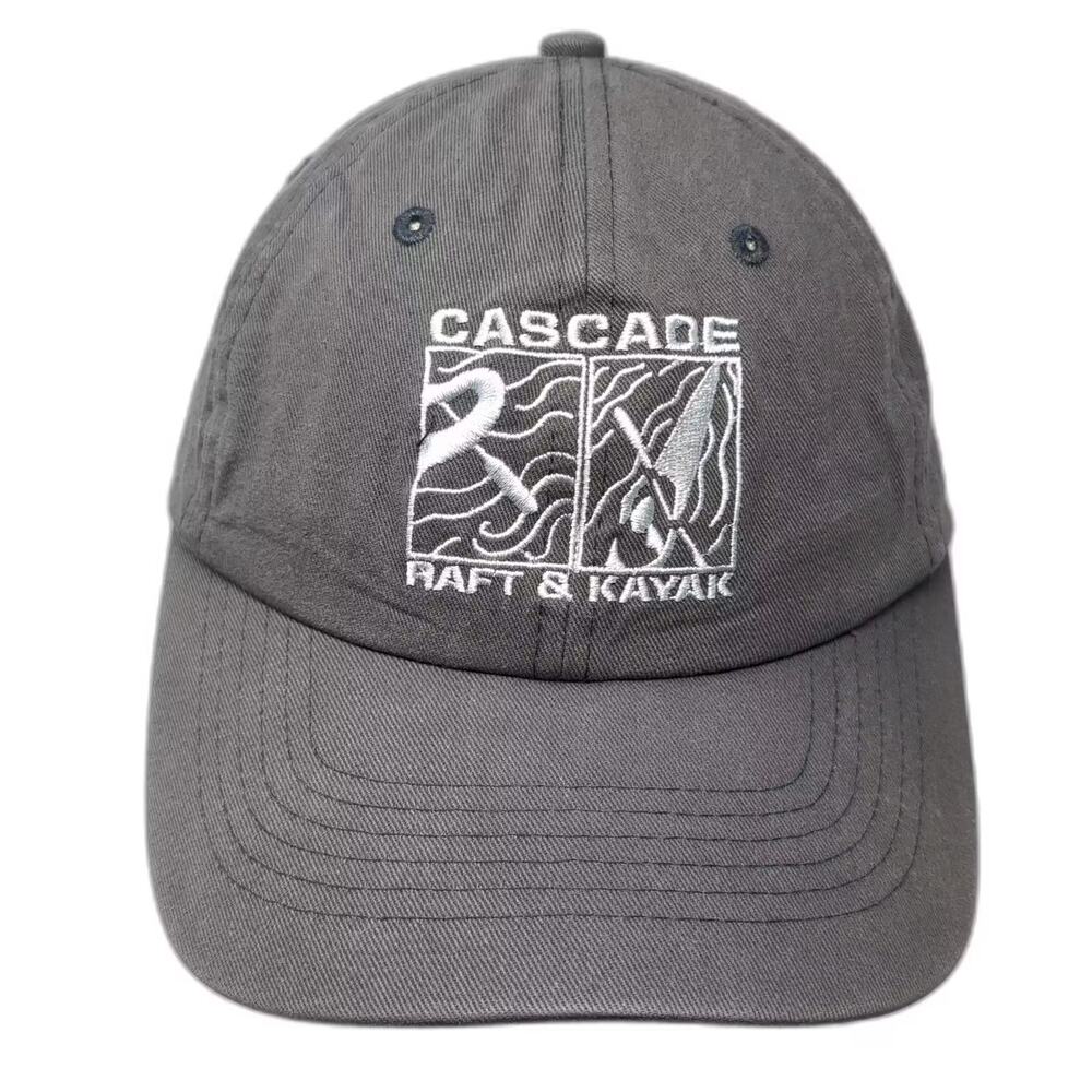 Vie Baseball Cap Gray White OS Cascade Raft & Kayak Embroidered Cotton Hat